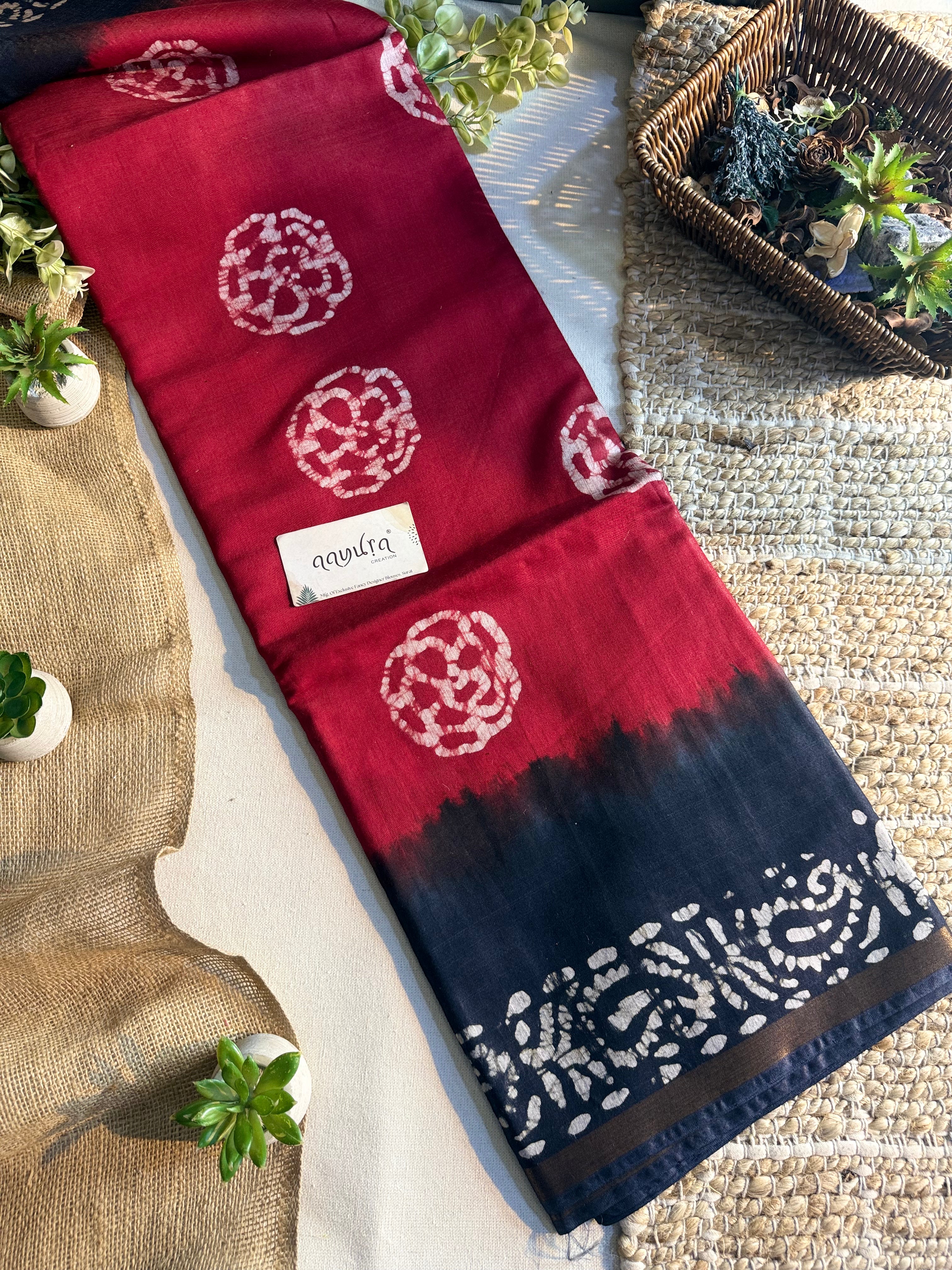 Royal Batik Zari Semi Silk Saree
