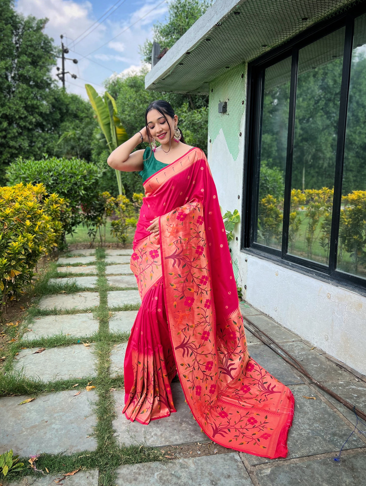 Aabha Regal Zari Silk Saree Without Border