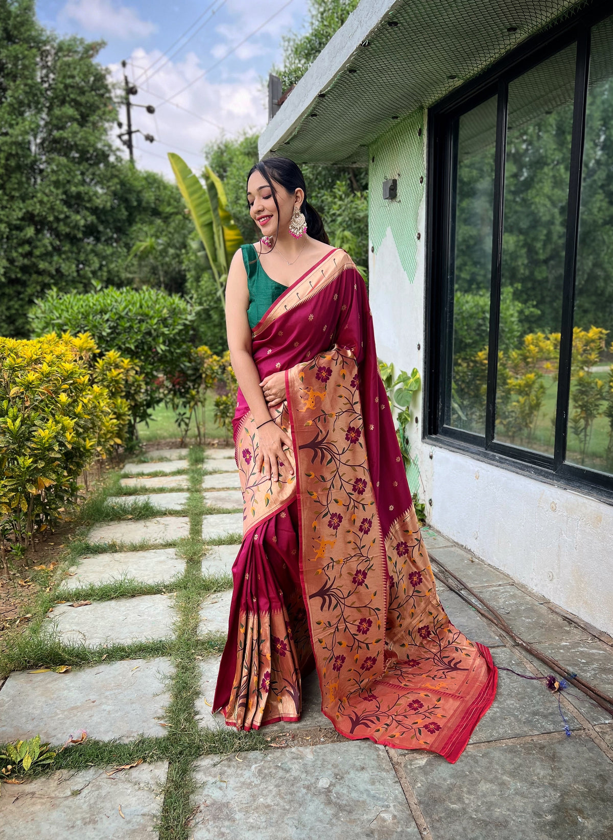 Aabha Regal Zari Silk Saree Without Border