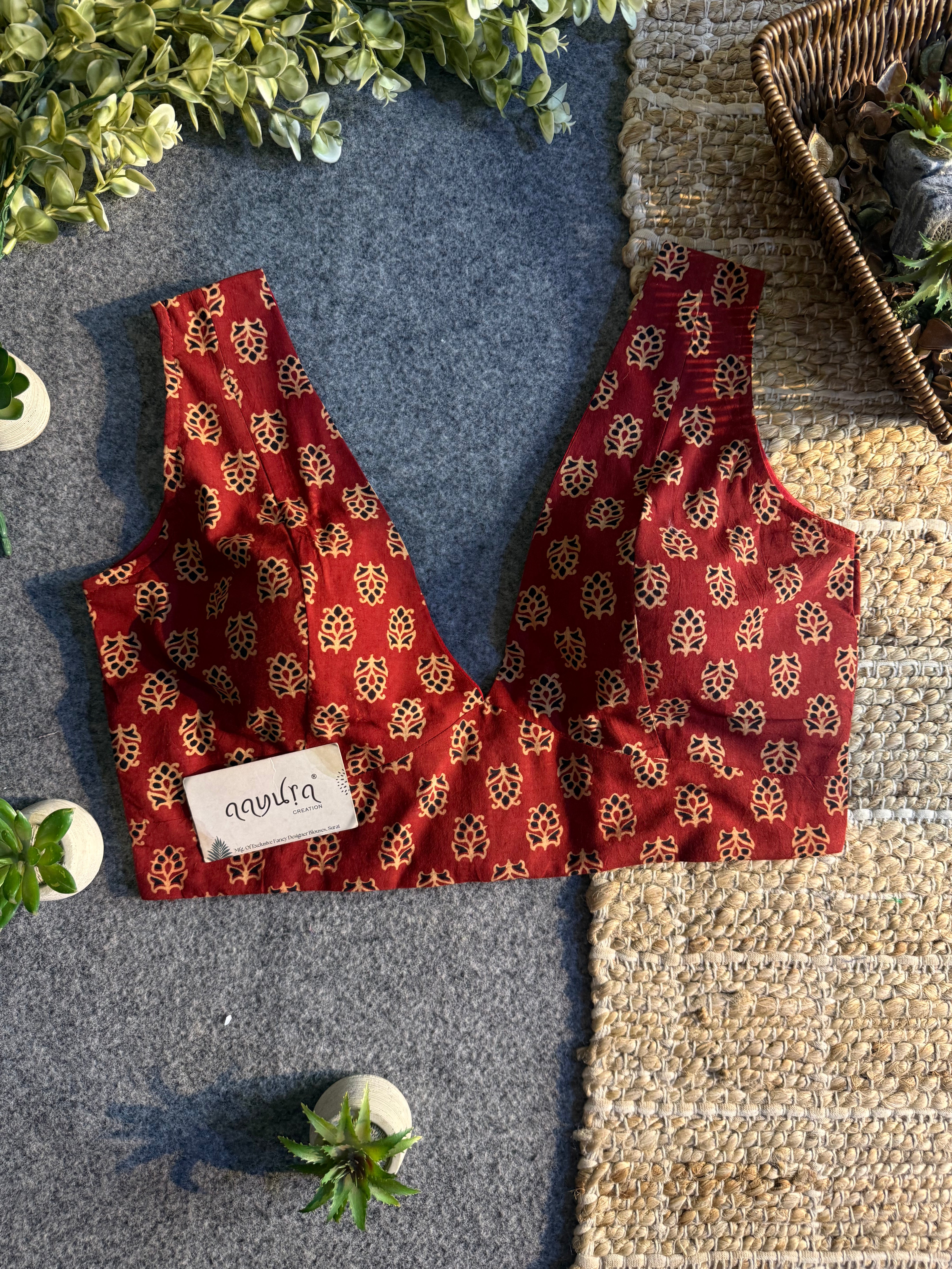 Ajrakh V neck