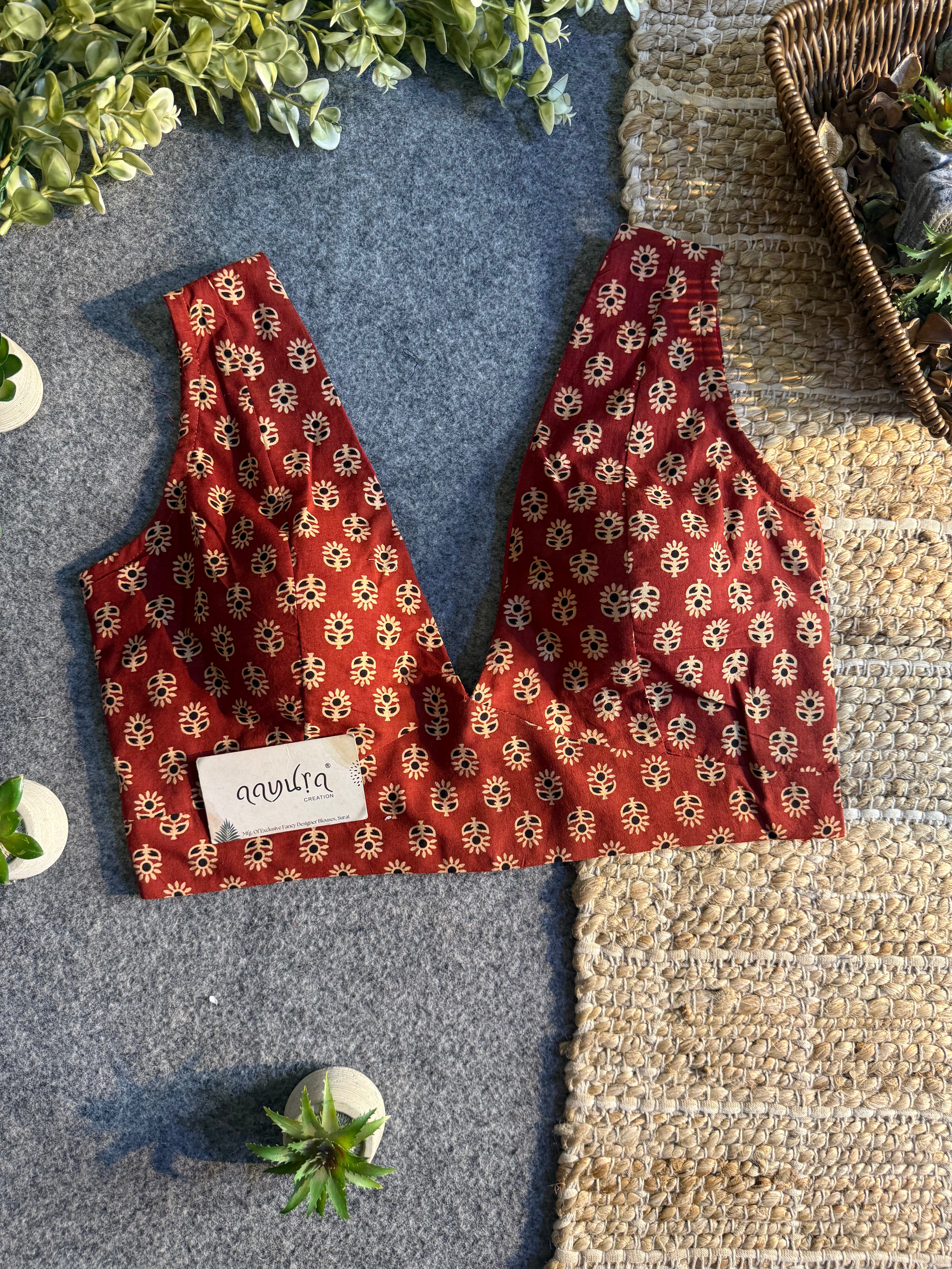Ajrakh V neck