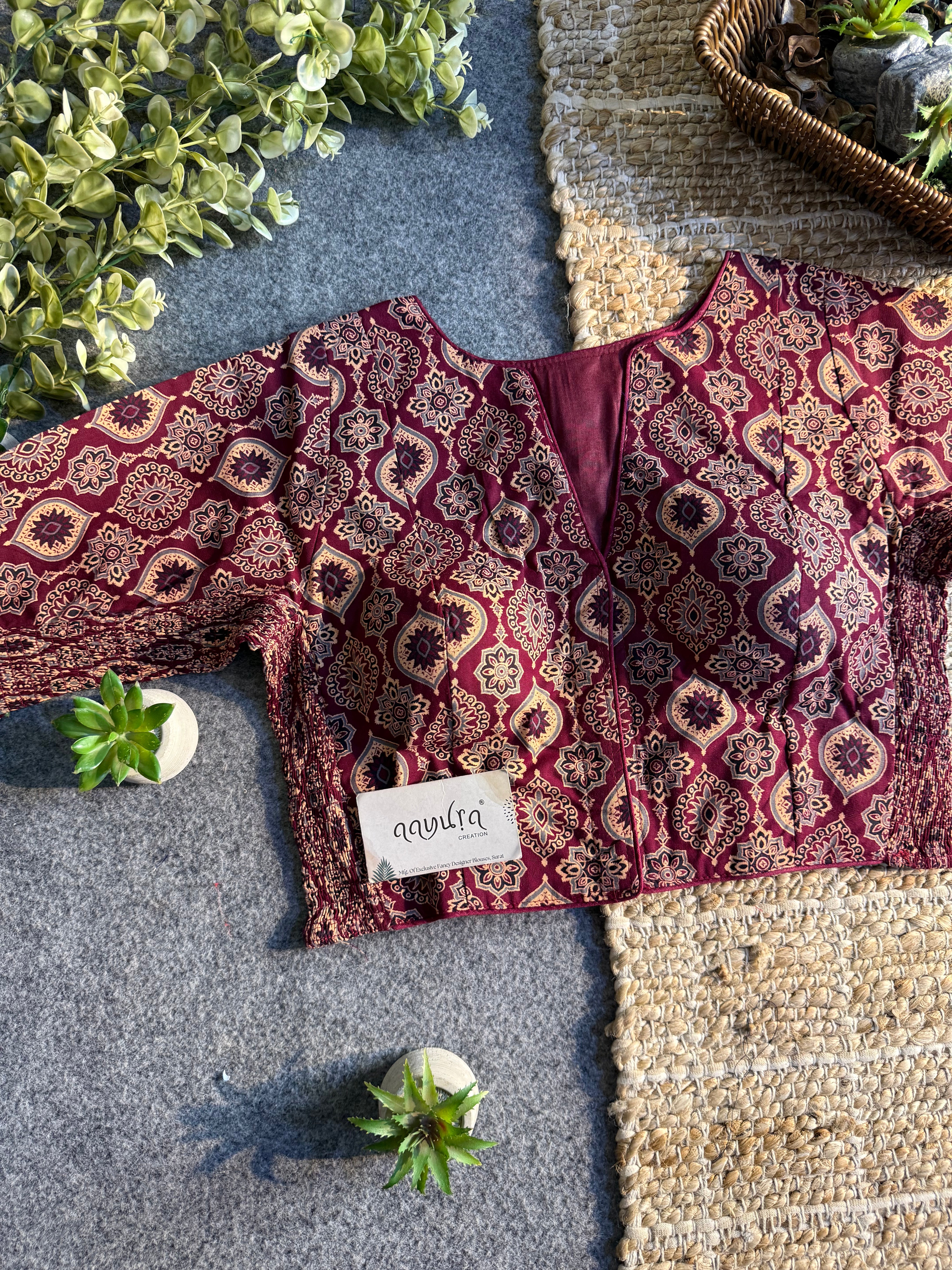 Comfort Fit Cotton Ajrakh Print Blouse 2