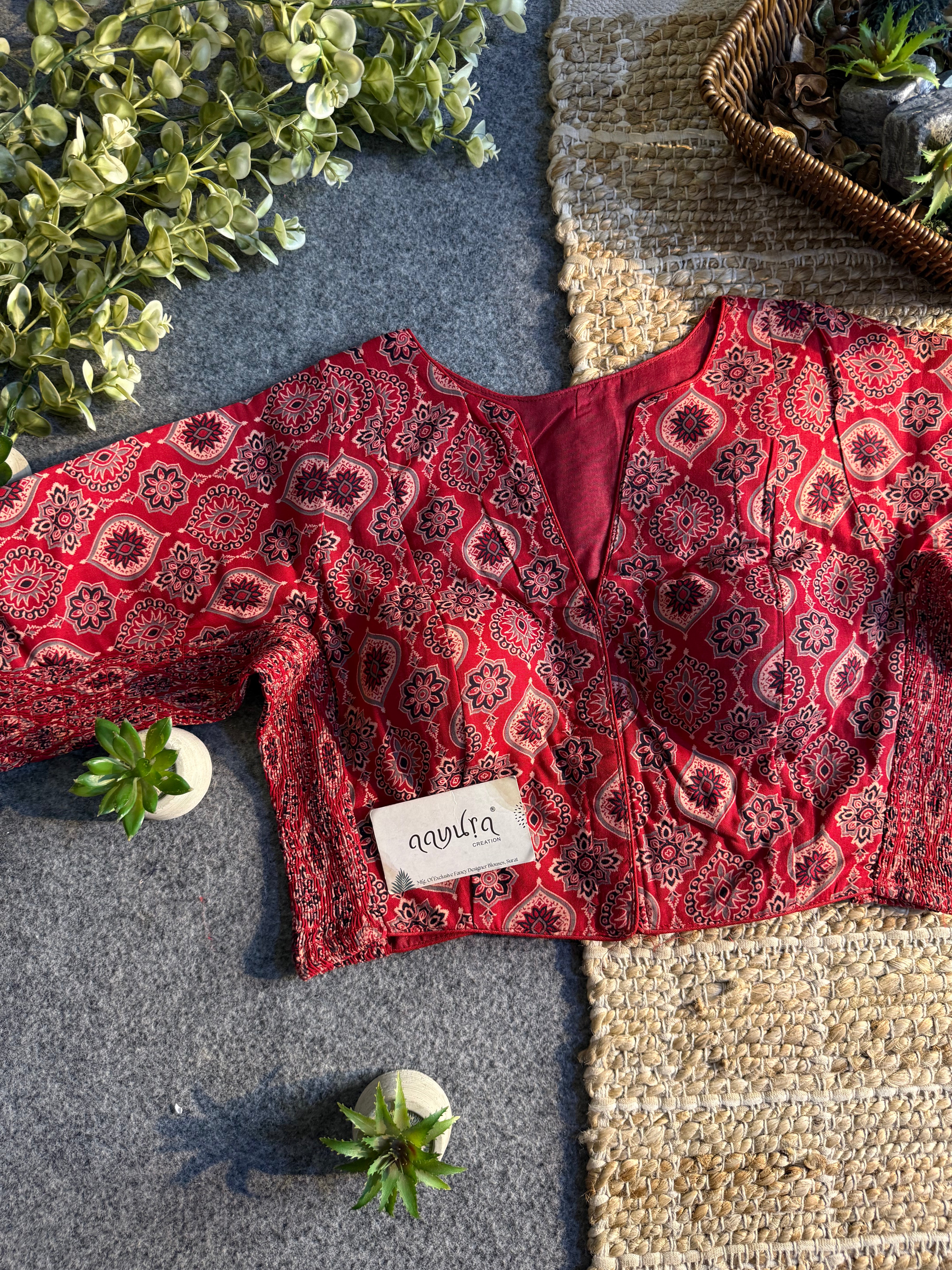 Comfort Fit Cotton Ajrakh Print Blouse 2