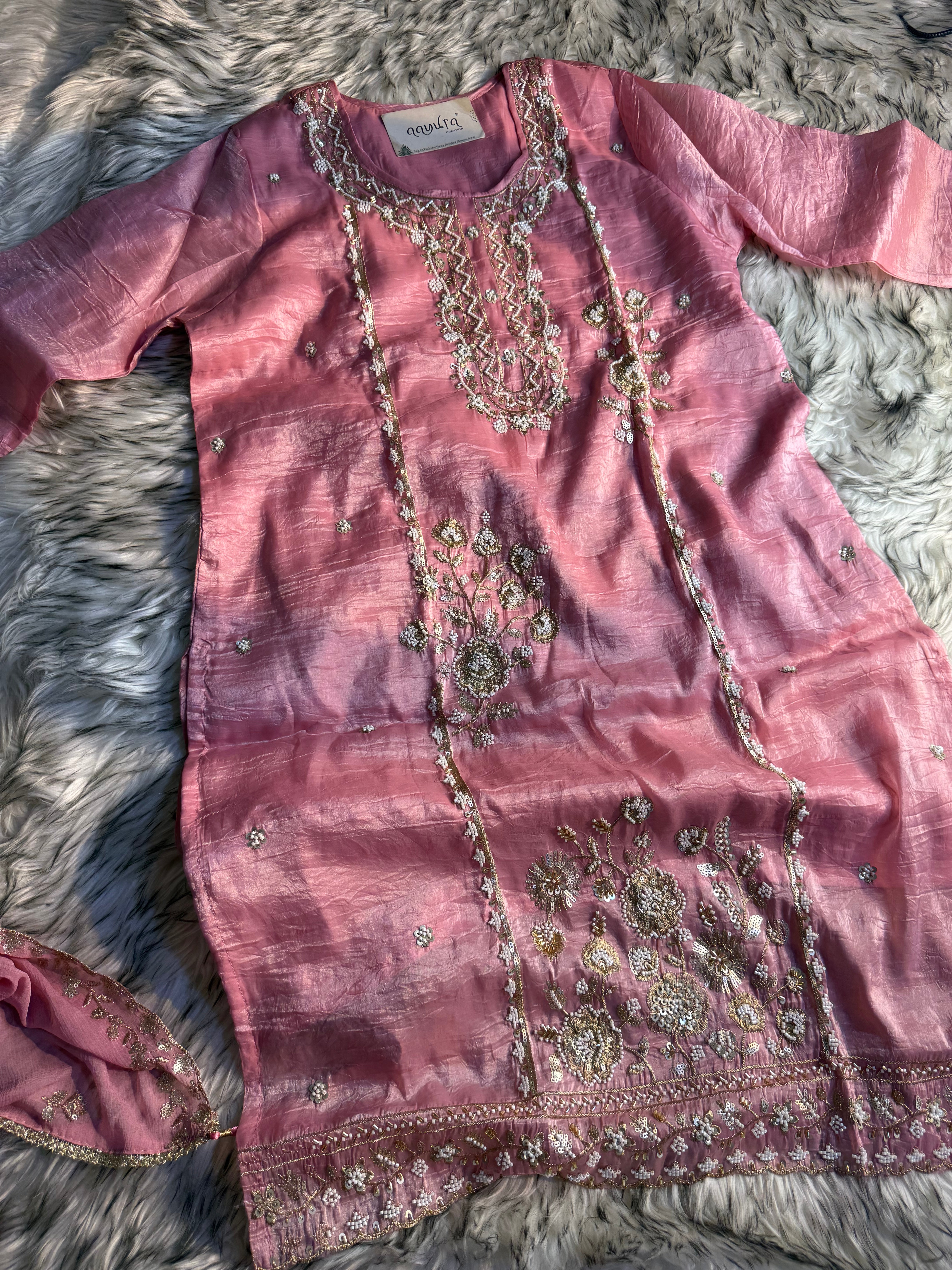 Nazrana Dolomite Silk Sharara Set