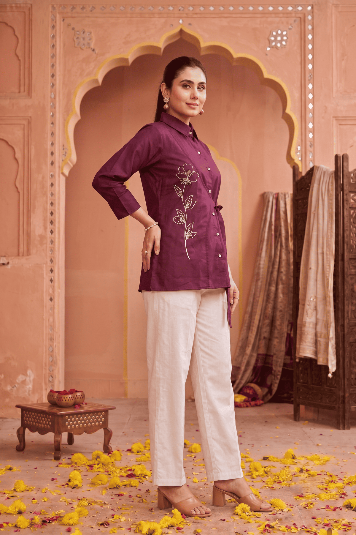 Myra White Embroidery Co-Ord Set