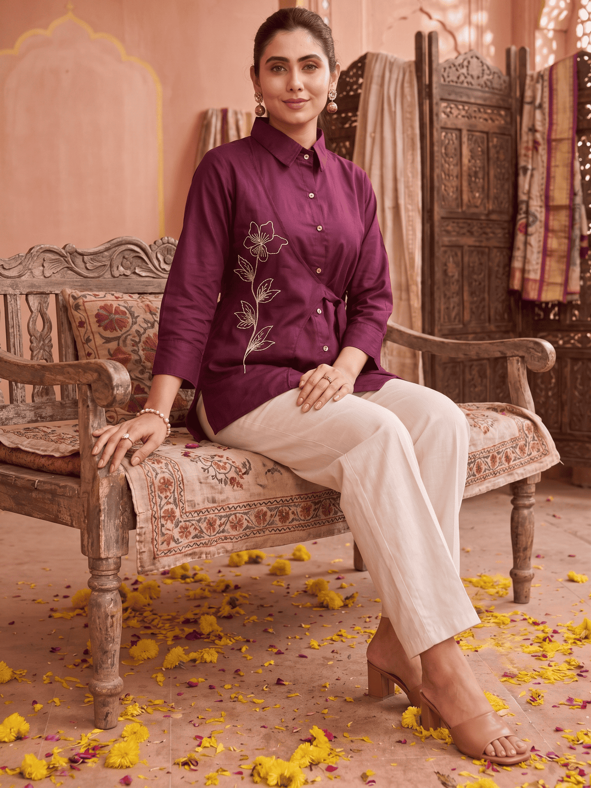 Myra White Embroidery Co-Ord Set