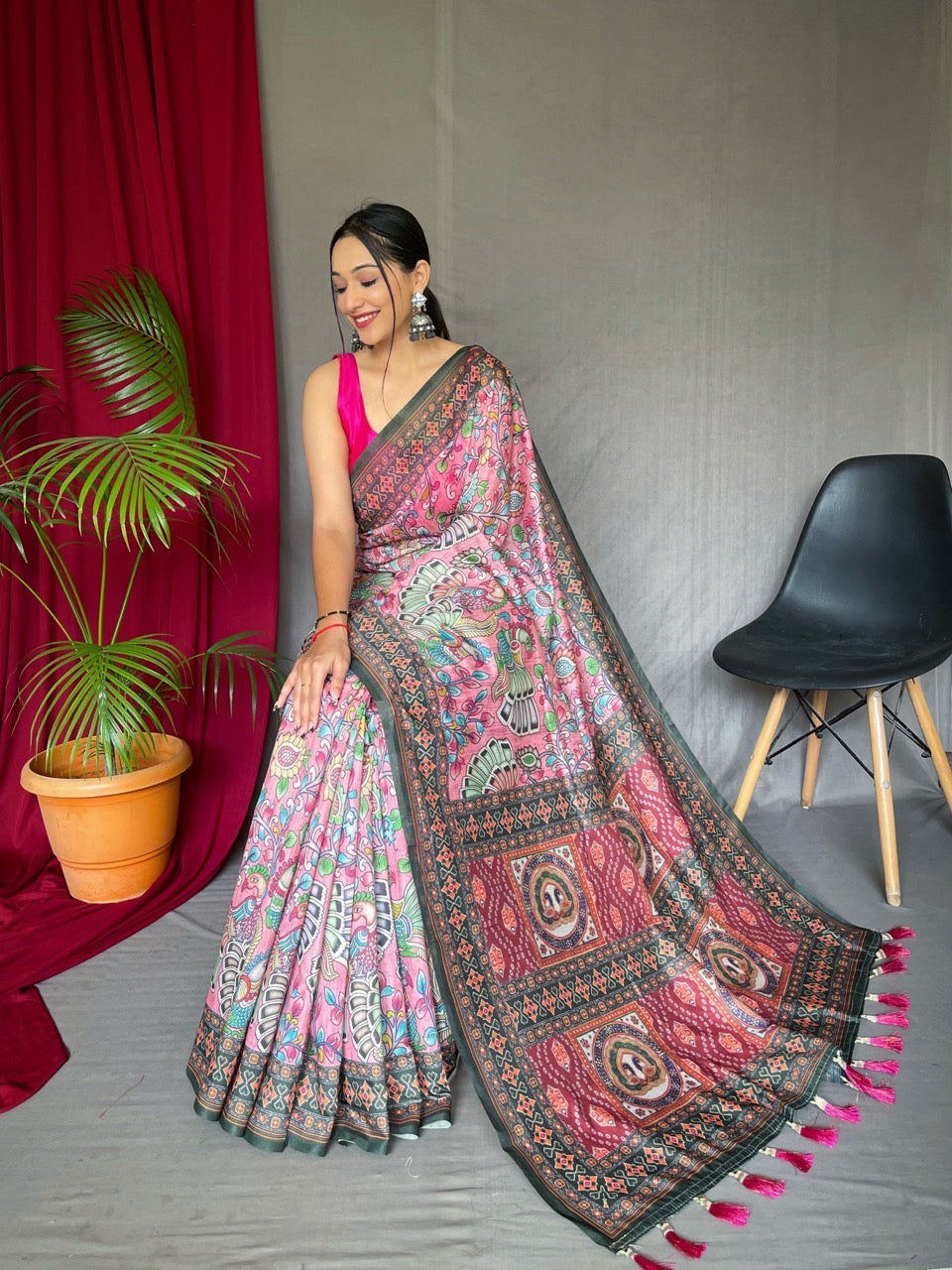 Luxe Bandhani Kalamkari Saree