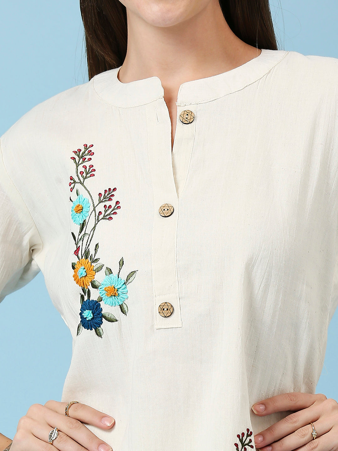 Embroidered Khadi Cotton Summer Top