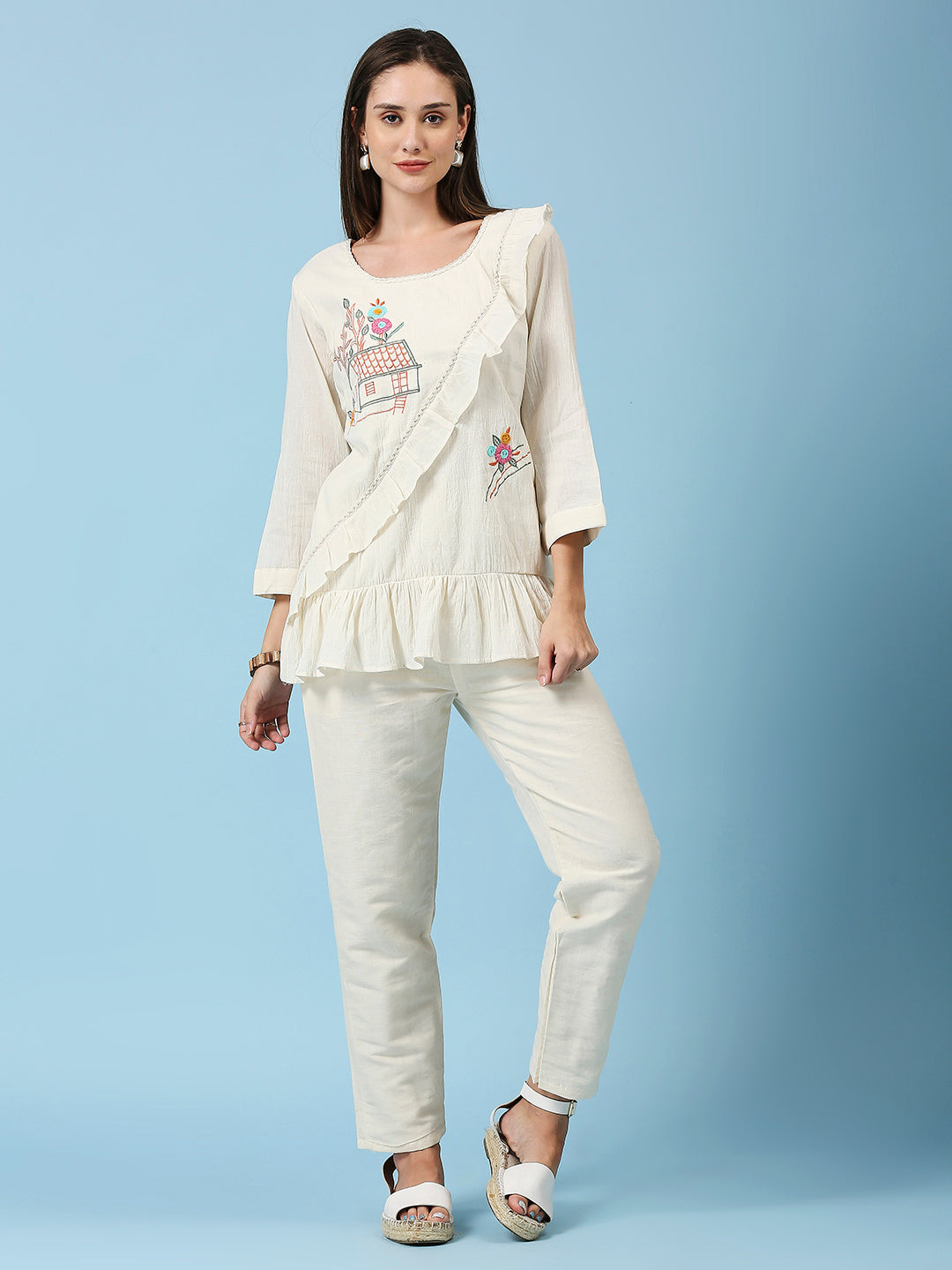 Embroidered Khadi Cotton Summer Top