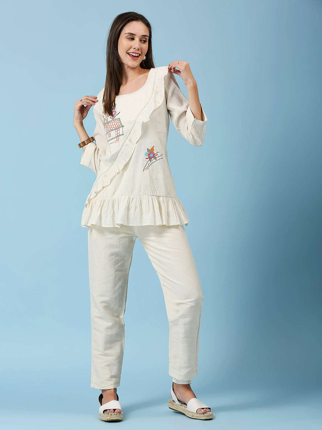 Embroidered Khadi Cotton Summer Top