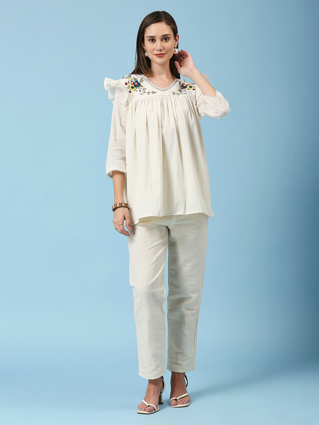 Embroidered Khadi Cotton Summer Top