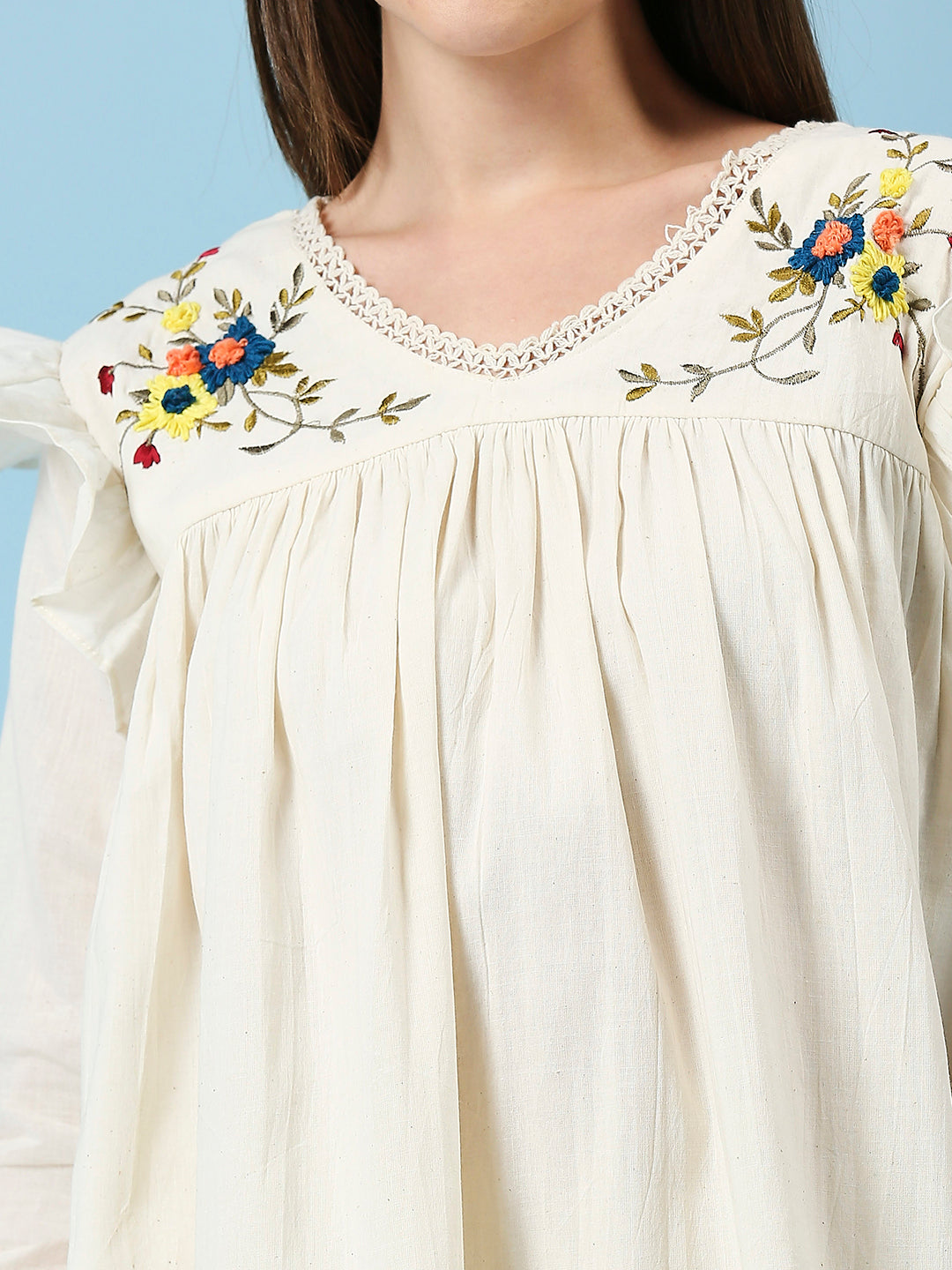 Embroidered Khadi Cotton Summer Top