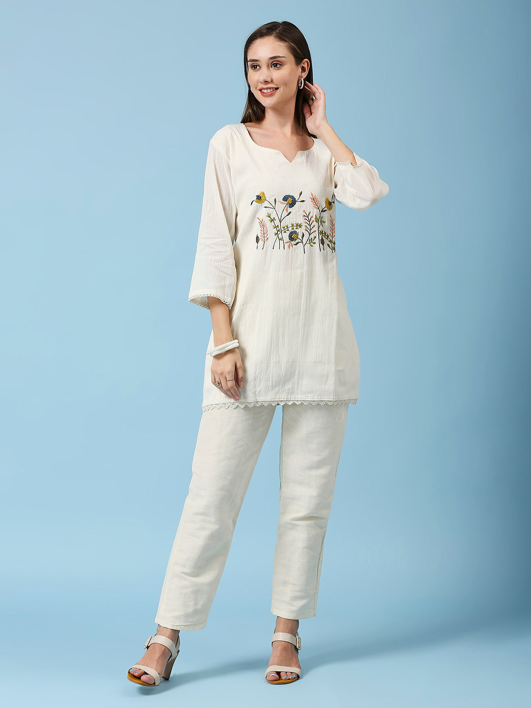 Embroidered Khadi Cotton Summer Top