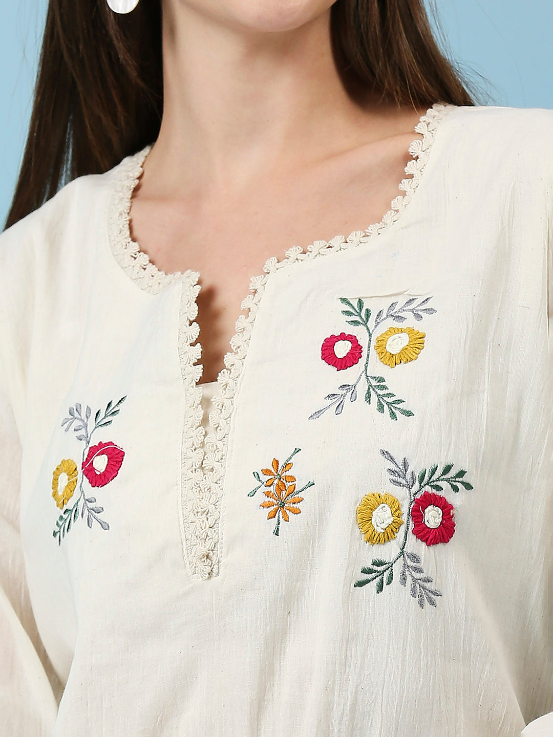 Embroidered Khadi Cotton Summer Top