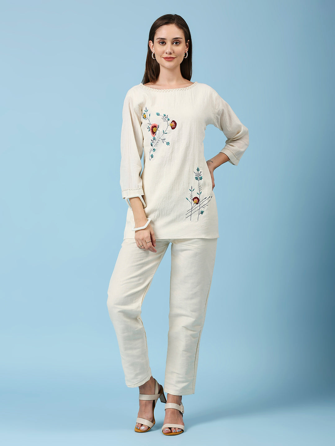 Embroidered Khadi Cotton Summer Top