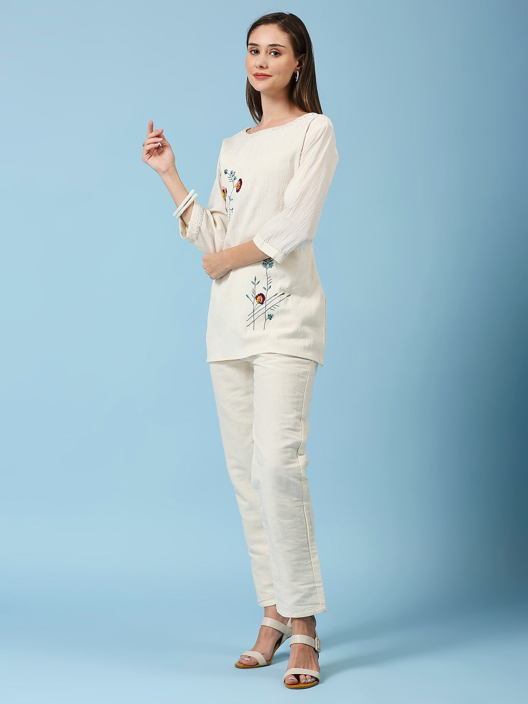 Embroidered Khadi Cotton Summer Top