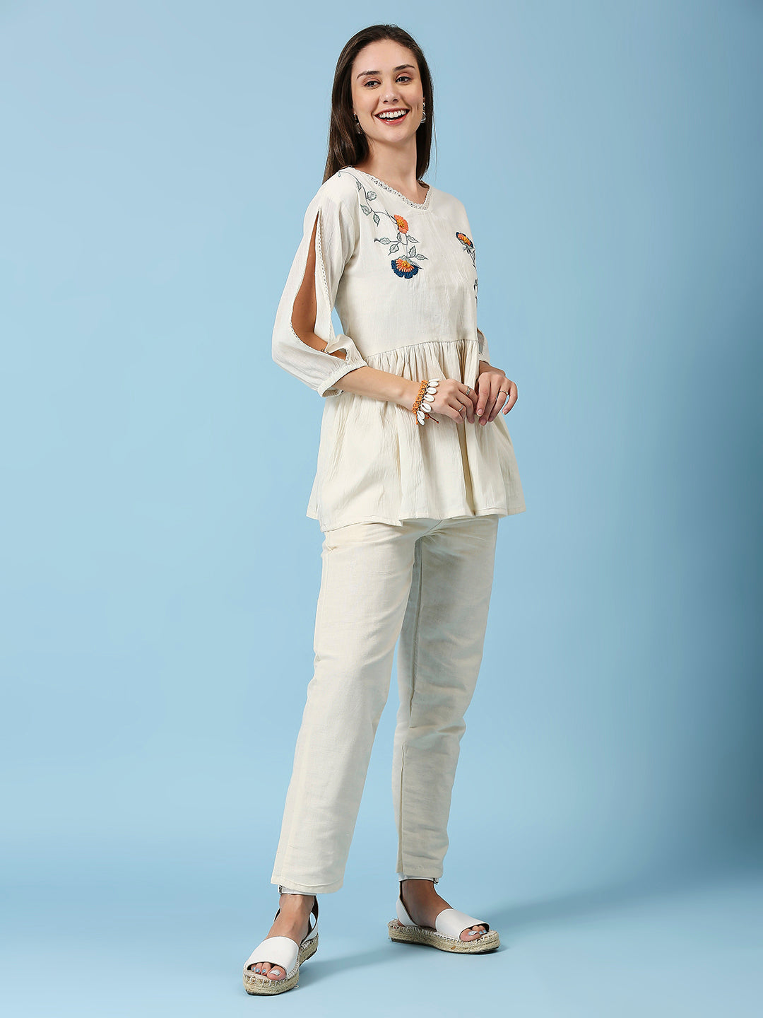 Embroidered Khadi Cotton Summer Top