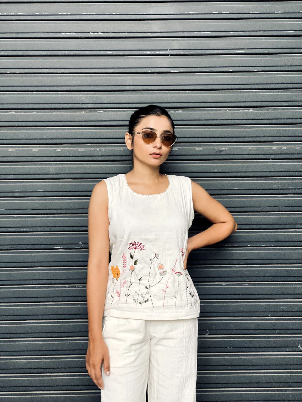 Embroidered Khadi Cotton Summer Top