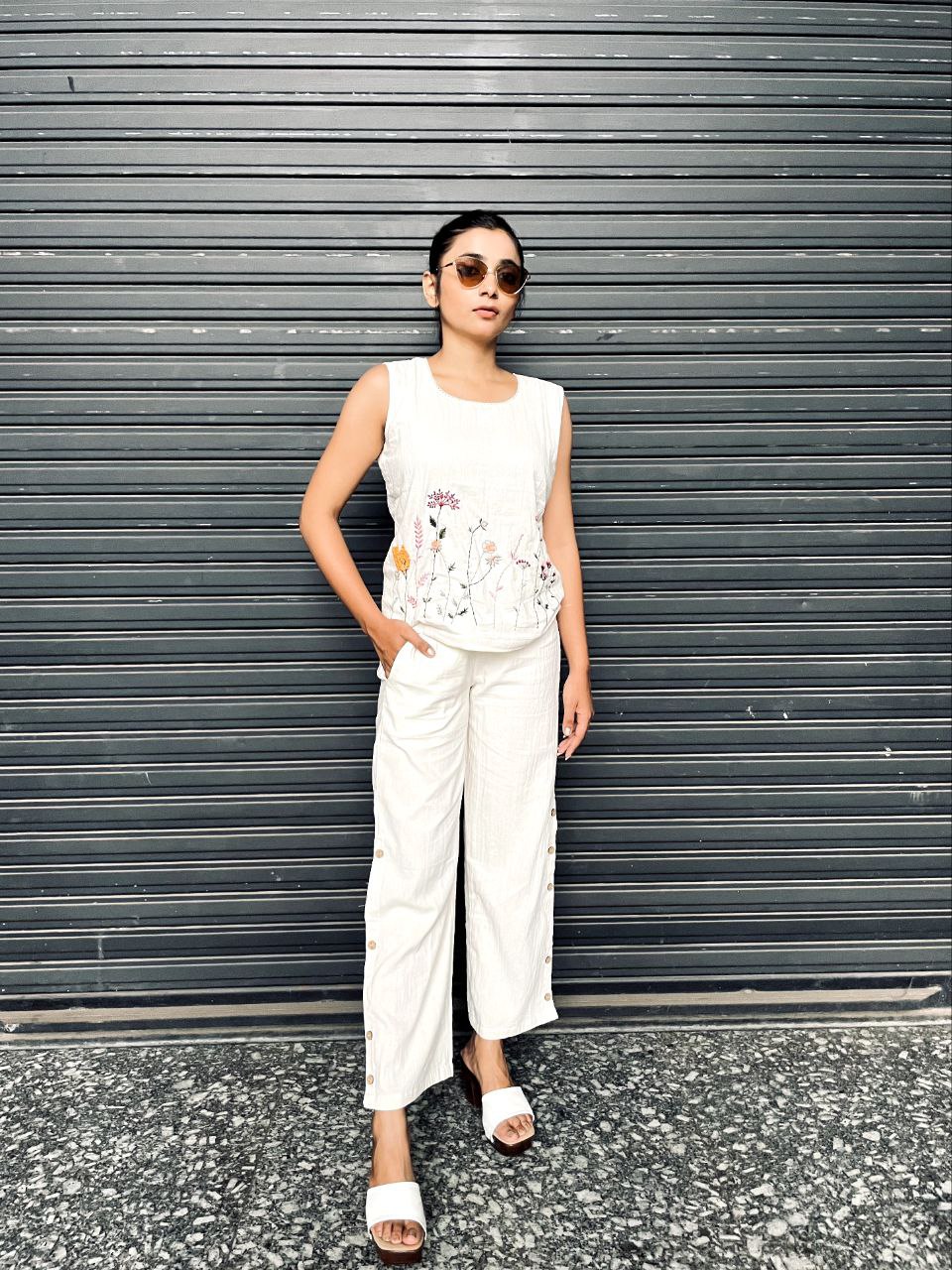 Embroidered Khadi Cotton Summer Top