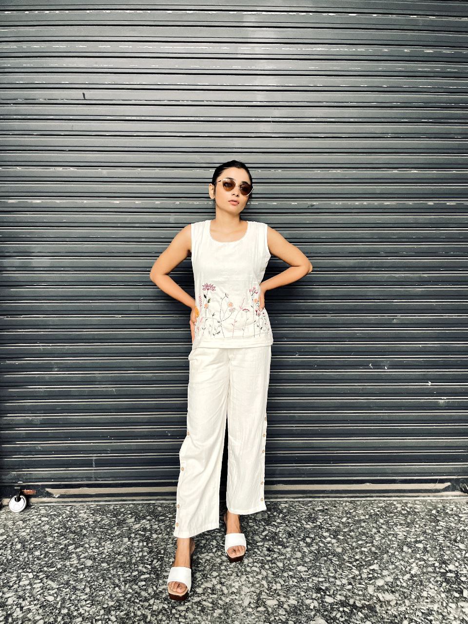 Embroidered Khadi Cotton Summer Top