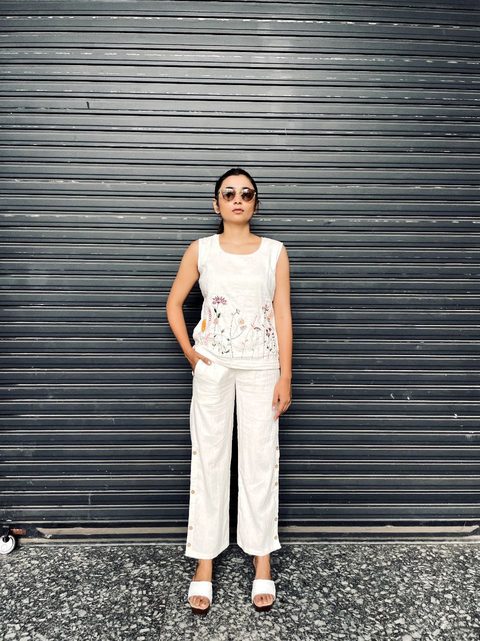 Embroidered Khadi Cotton Summer Top