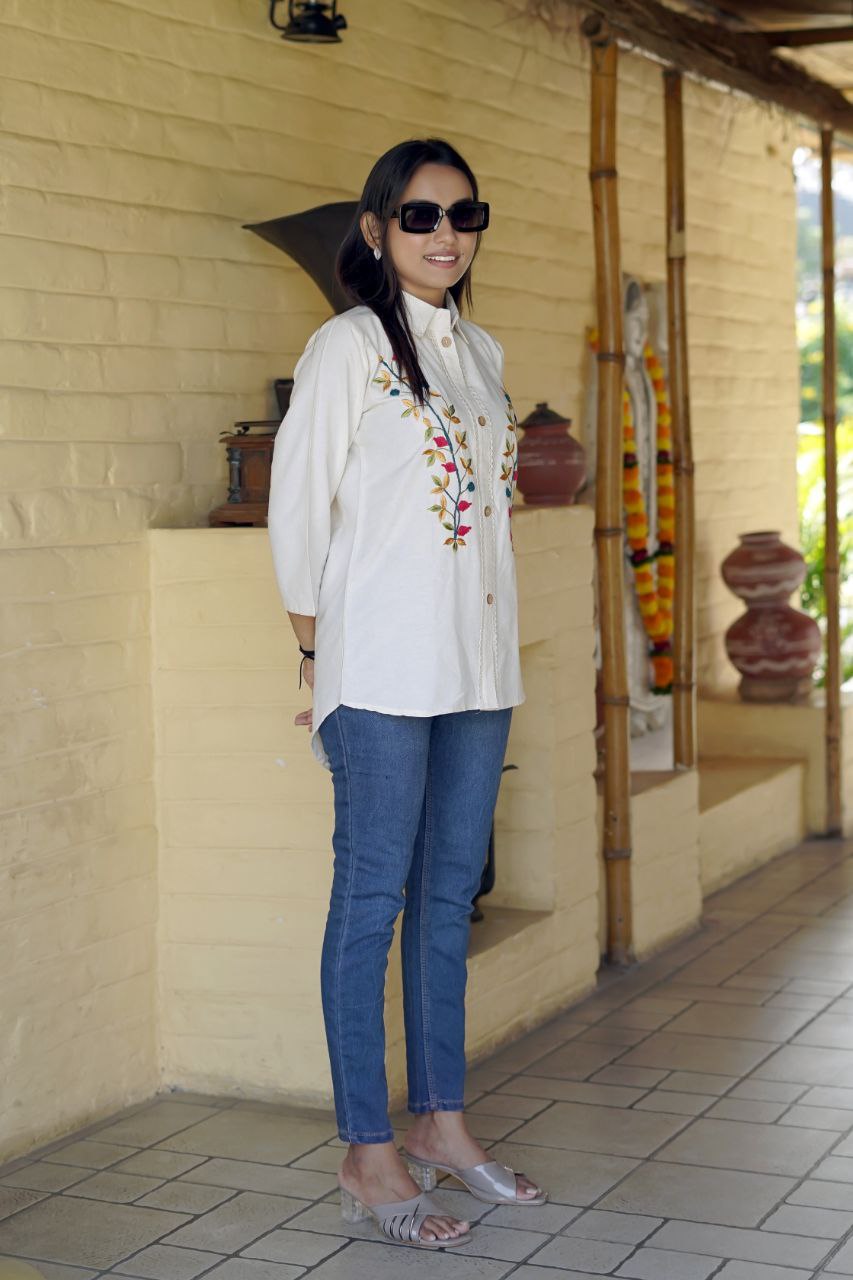 Embroidered Khadi Cotton Summer Top