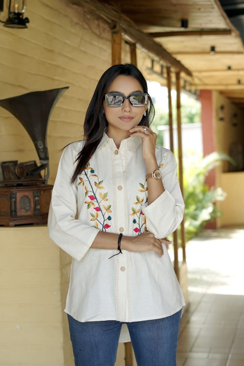 Embroidered Khadi Cotton Summer Top