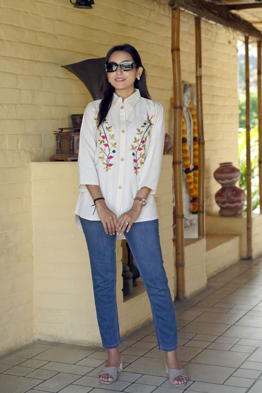 Embroidered Khadi Cotton Summer Top
