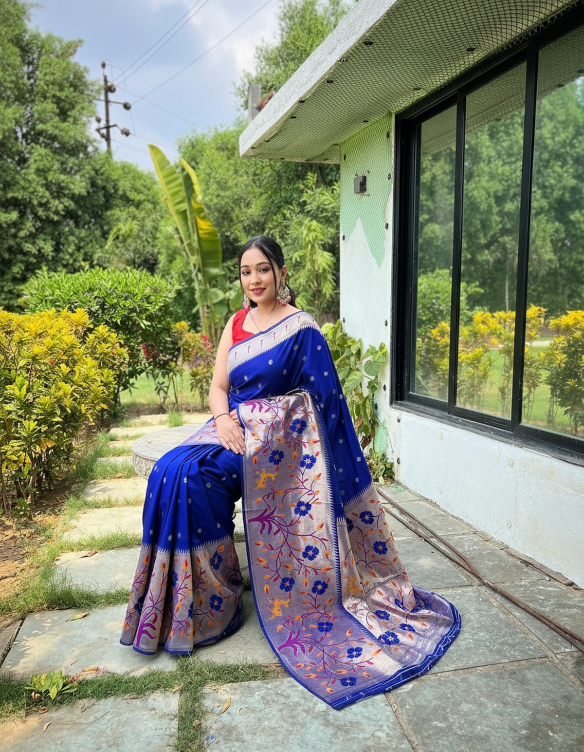 Aabha Regal Zari Silk Saree Without Border