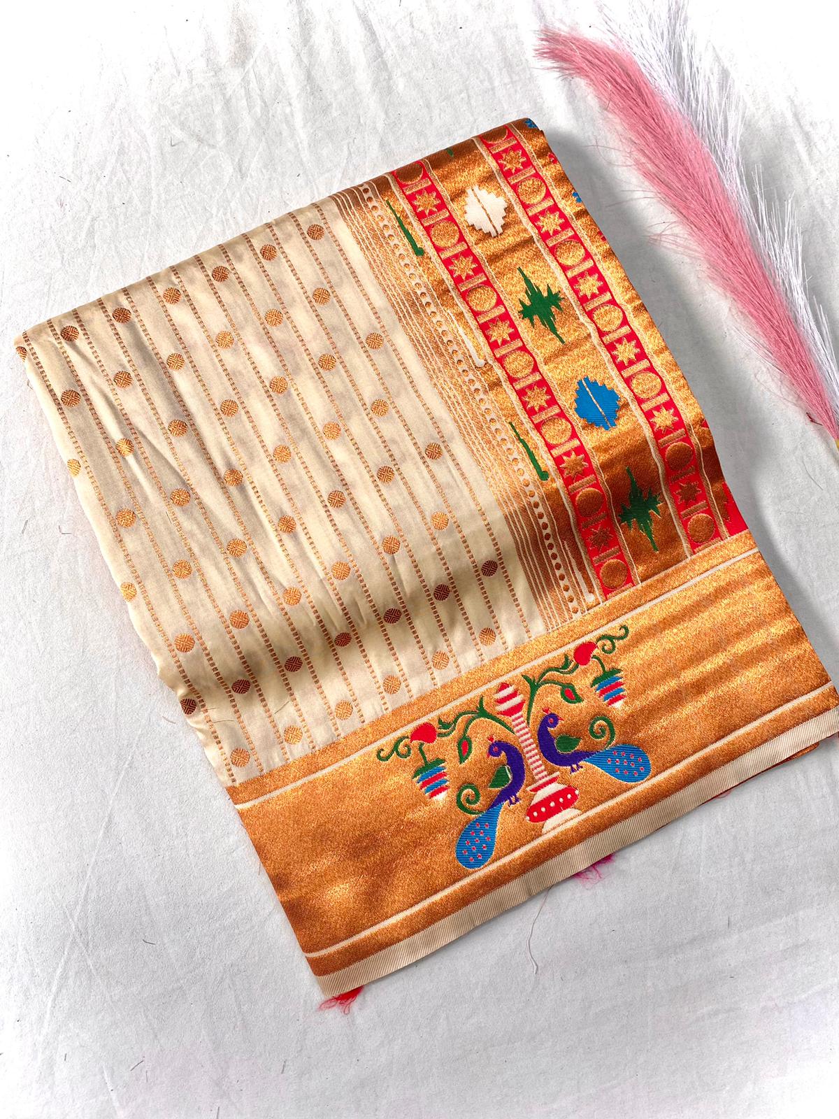 Rukmini Premium Paithani Silk Without Lace Saree