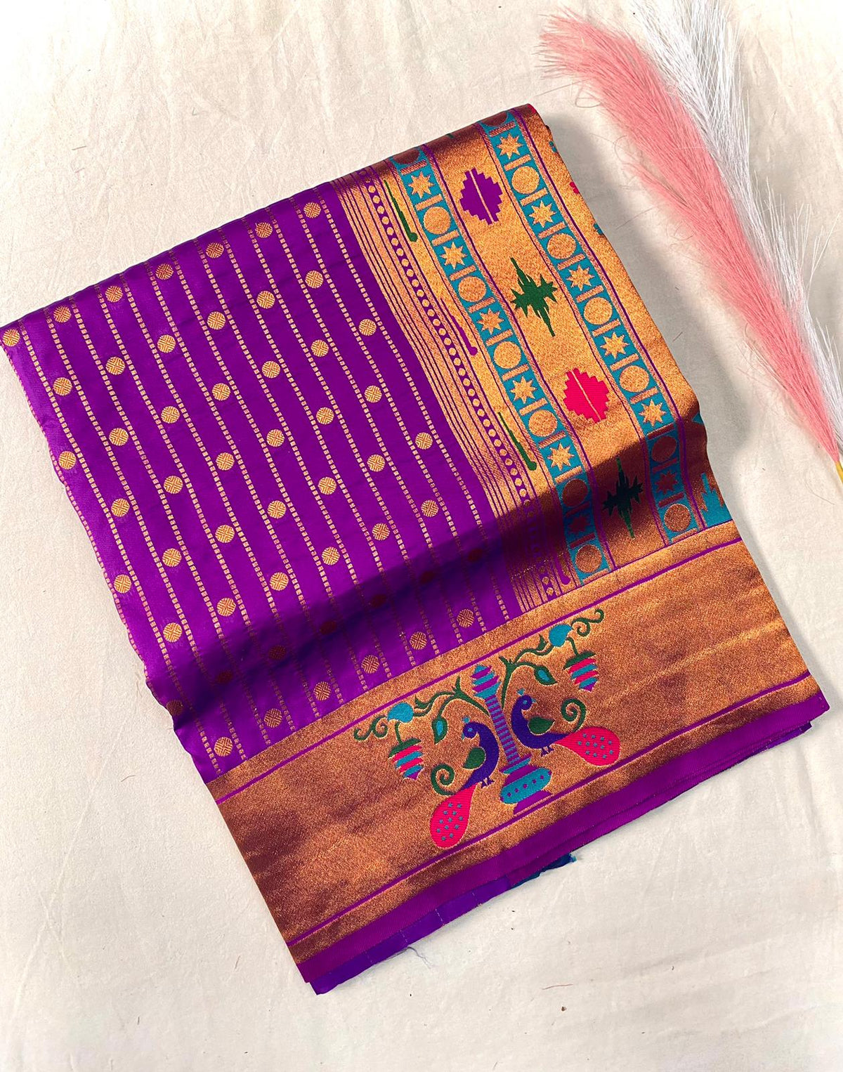 Rukmini Premium Paithani Silk Without Lace Saree