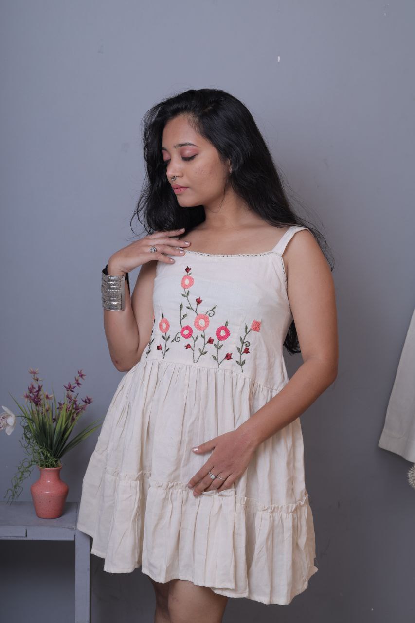 Embroidered Khadi Cotton Summer Top