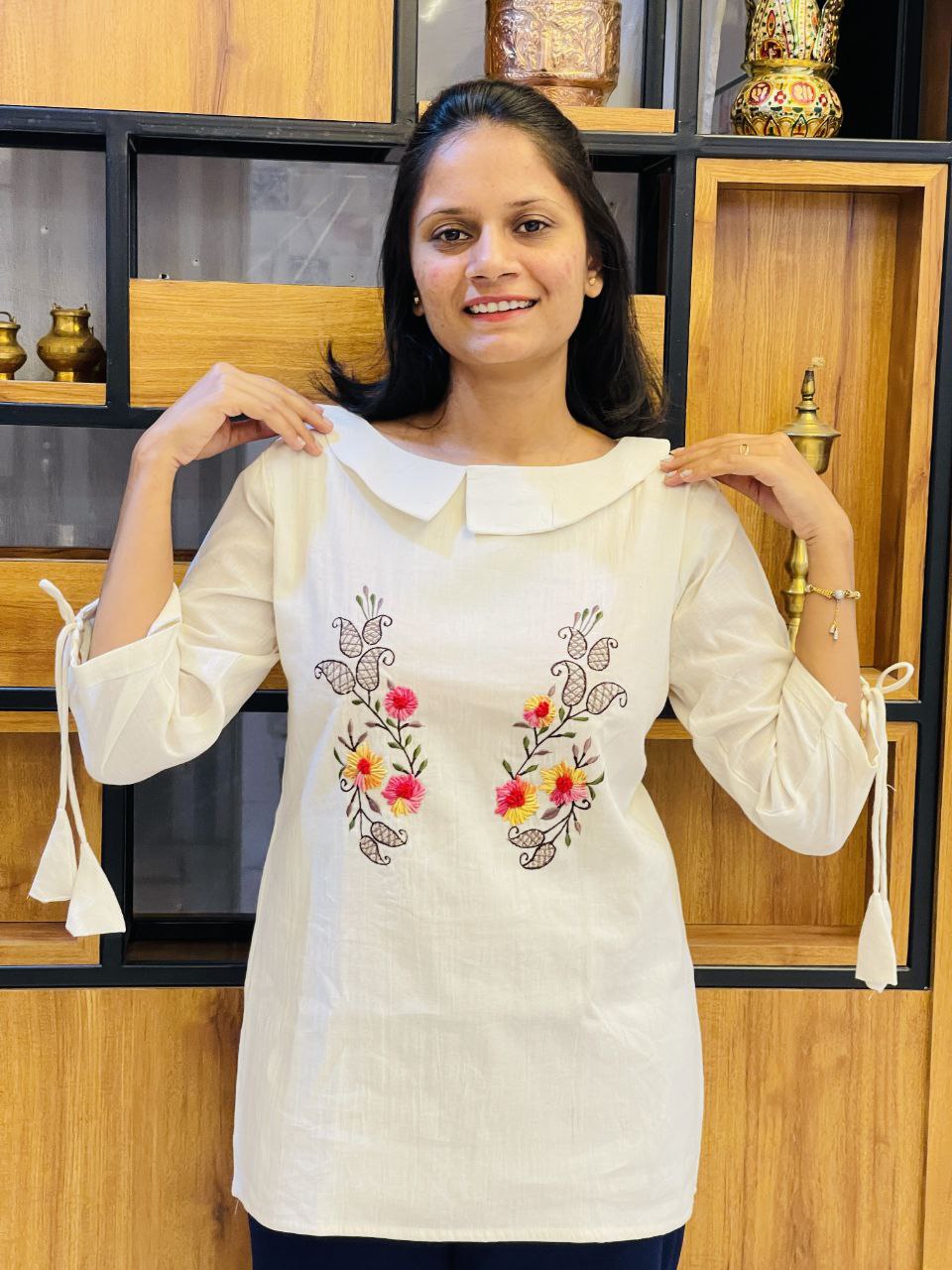 Embroidered Khadi Cotton Summer Top