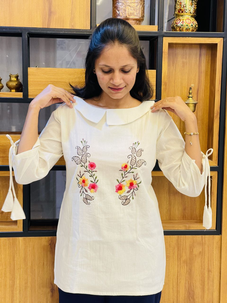 Embroidered Khadi Cotton Summer Top