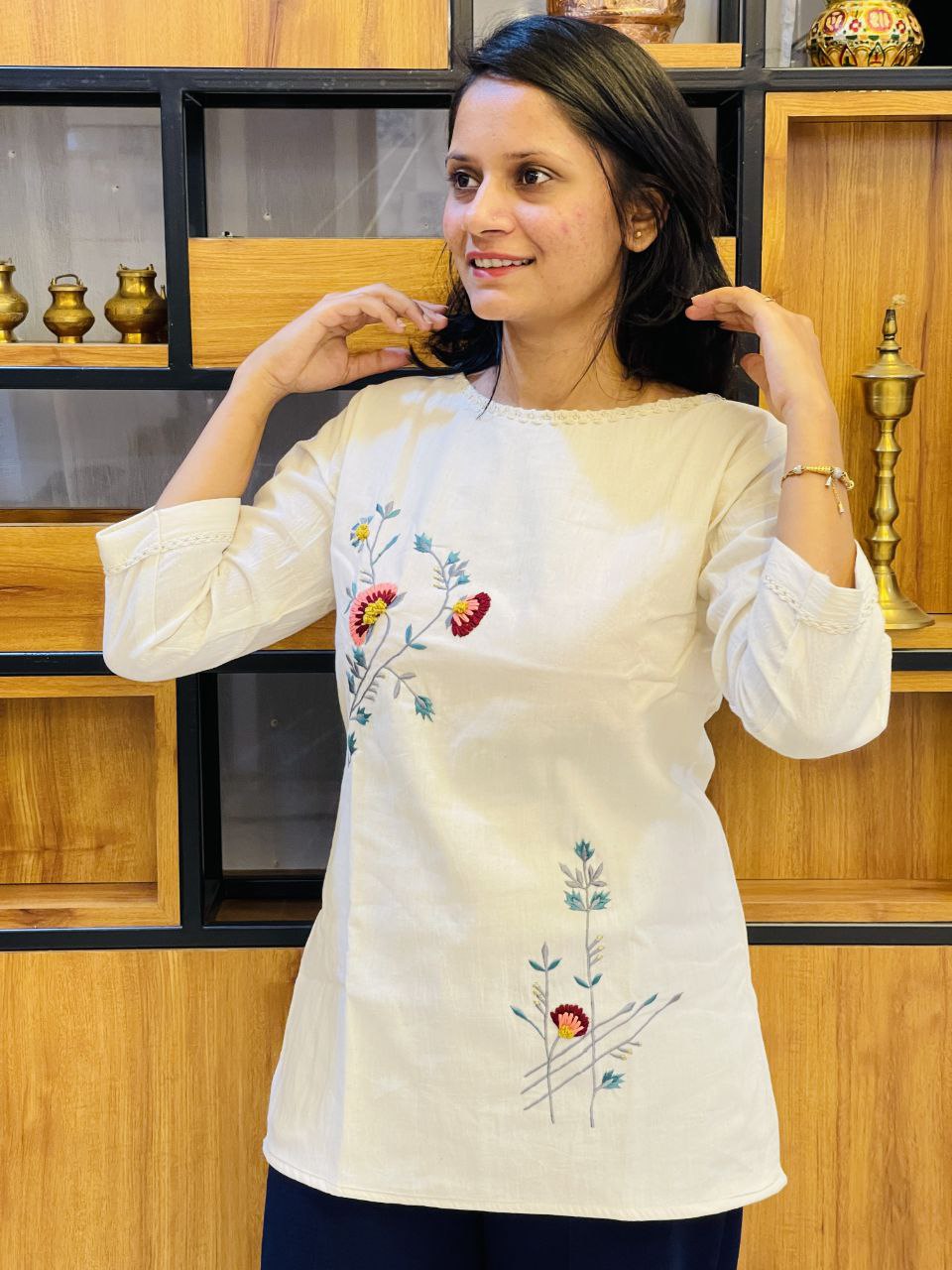 Embroidered Khadi Cotton Summer Top