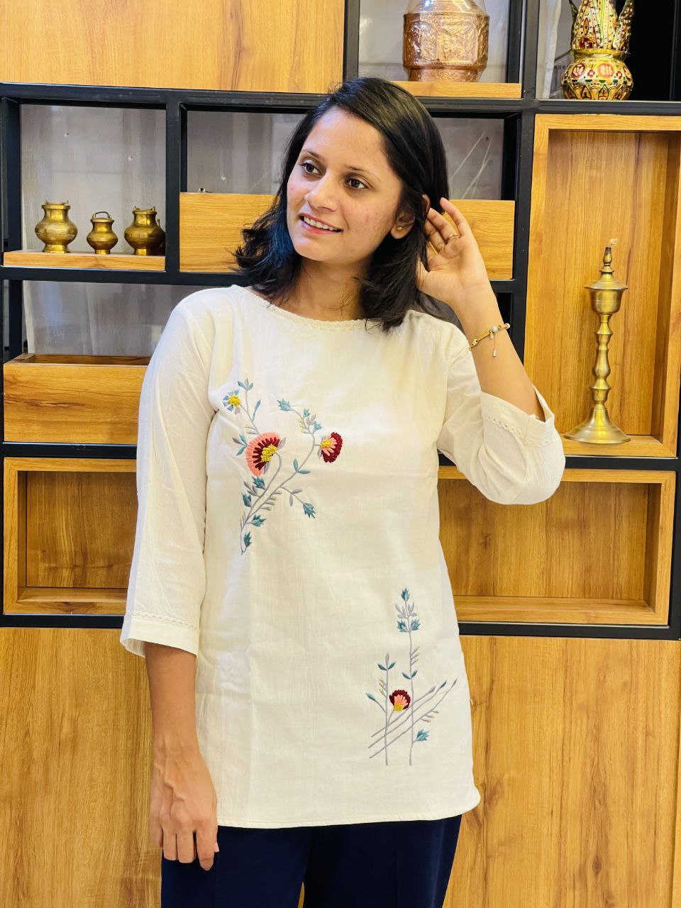 Embroidered Khadi Cotton Summer Top
