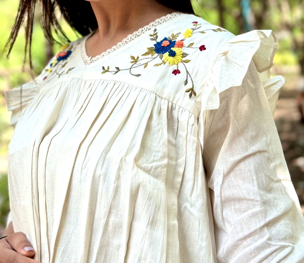 Embroidered Khadi Cotton Summer Top