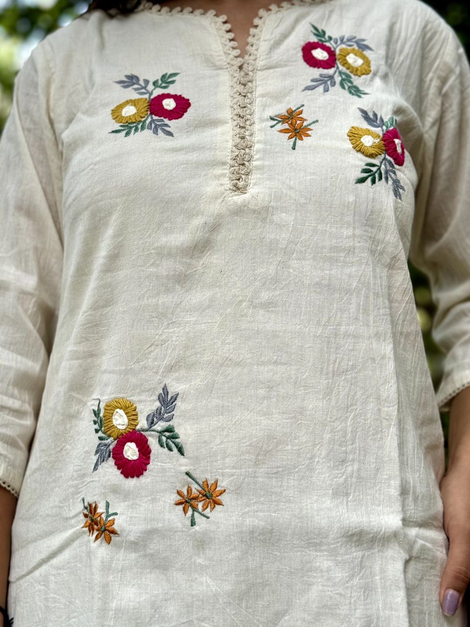 Embroidered Khadi Cotton Summer Top