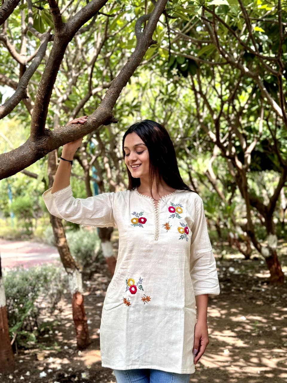 Embroidered Khadi Cotton Summer Top