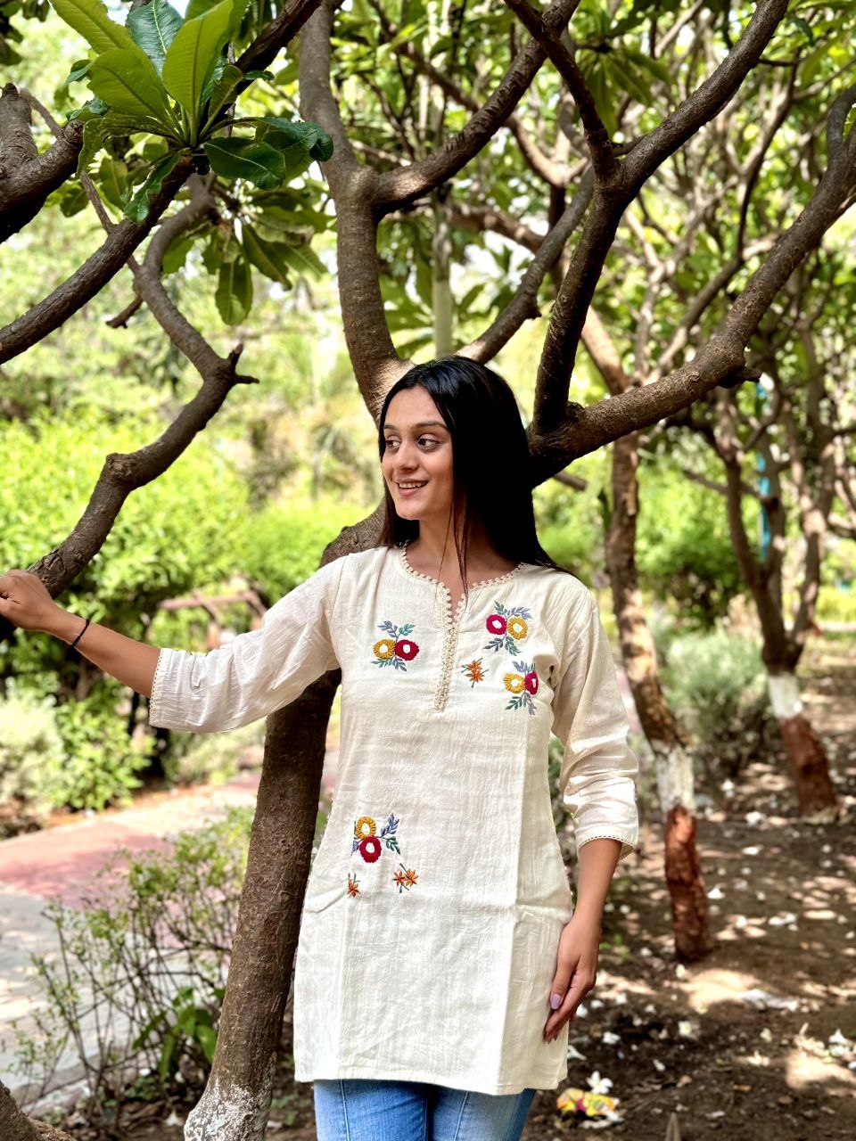 Embroidered Khadi Cotton Summer Top