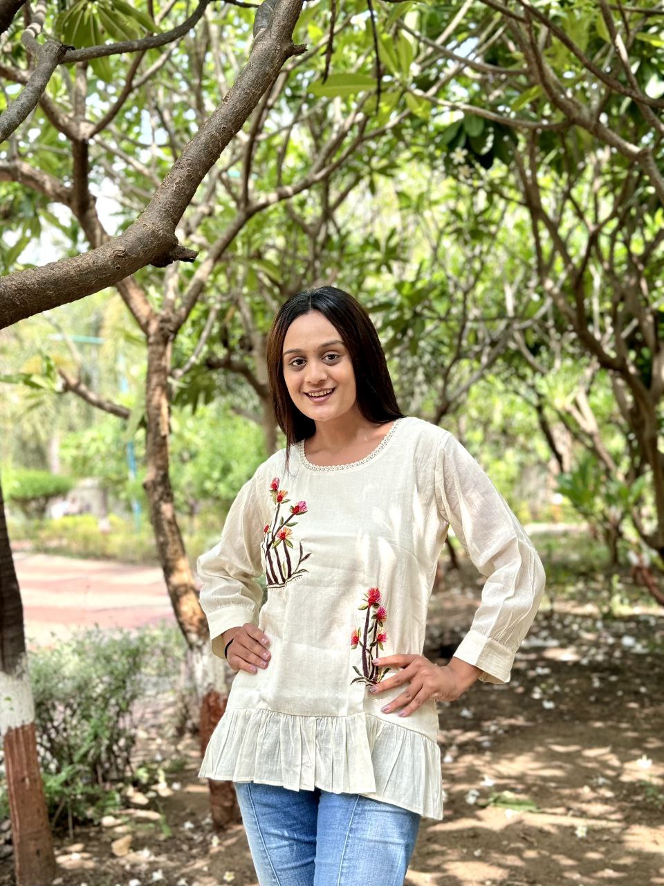 Embroidered Khadi Cotton Summer Top