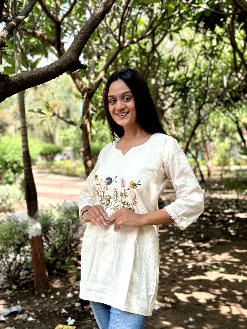 Embroidered Khadi Cotton Summer Top