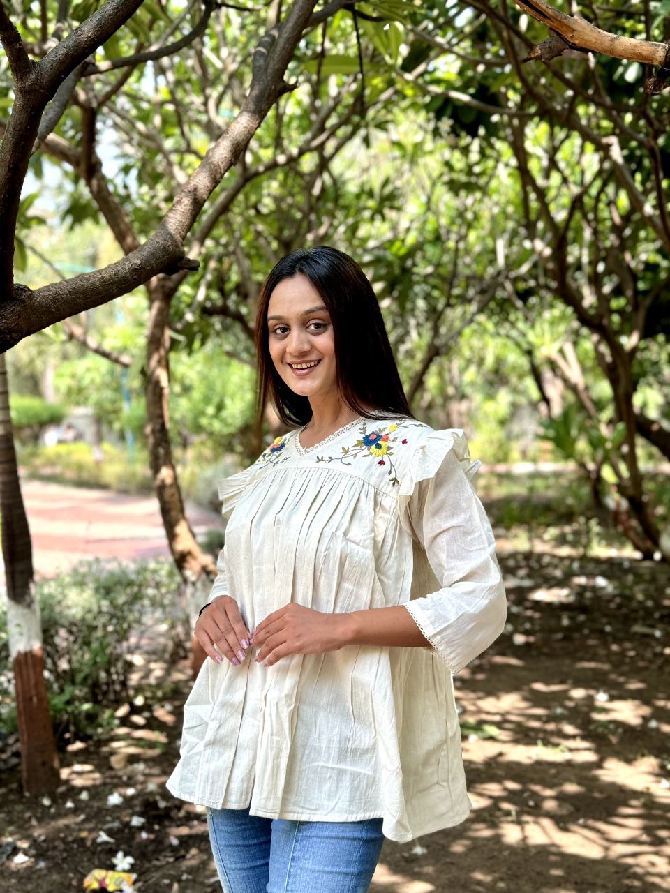 Embroidered Khadi Cotton Summer Top