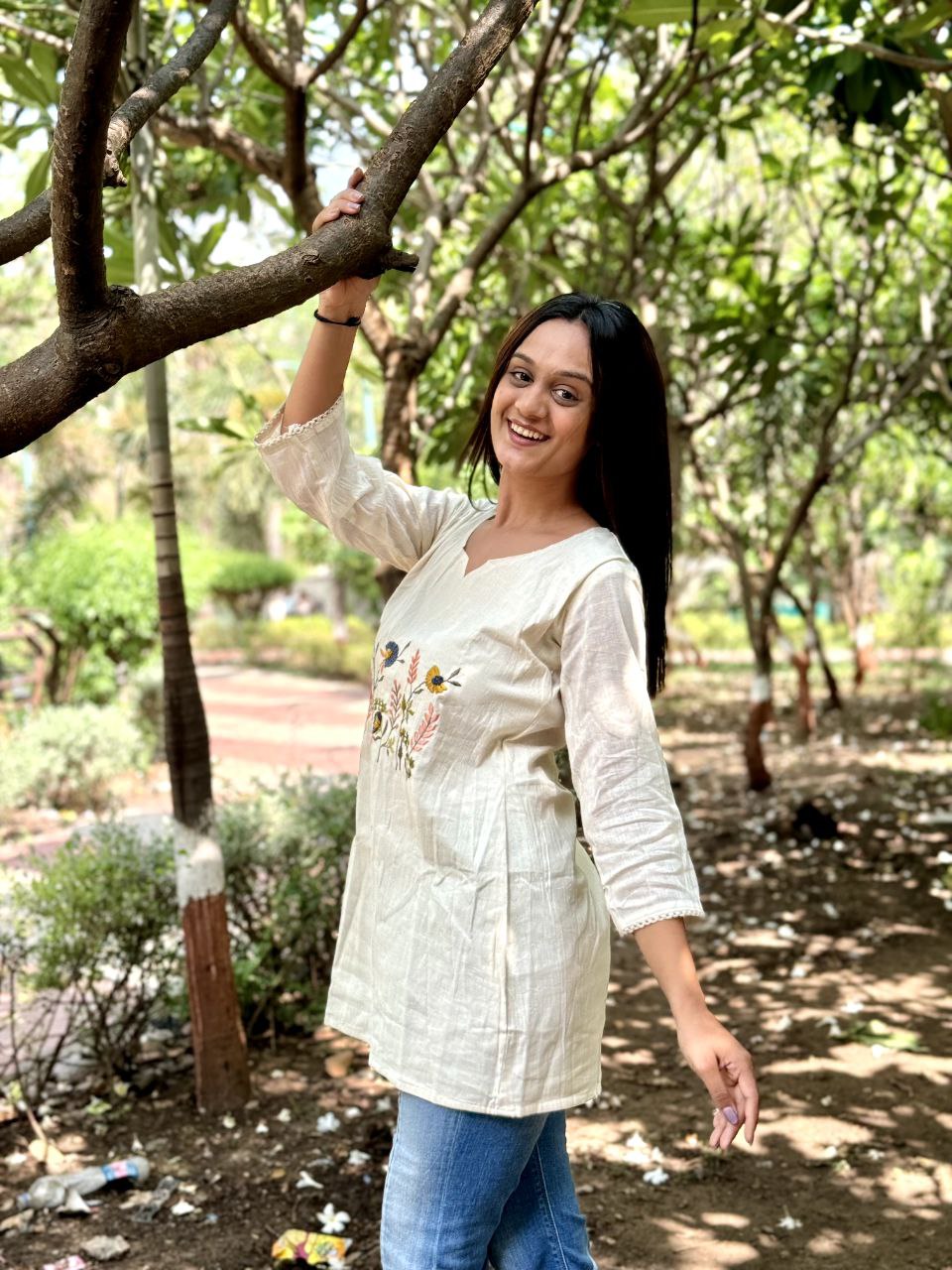 Embroidered Khadi Cotton Summer Top