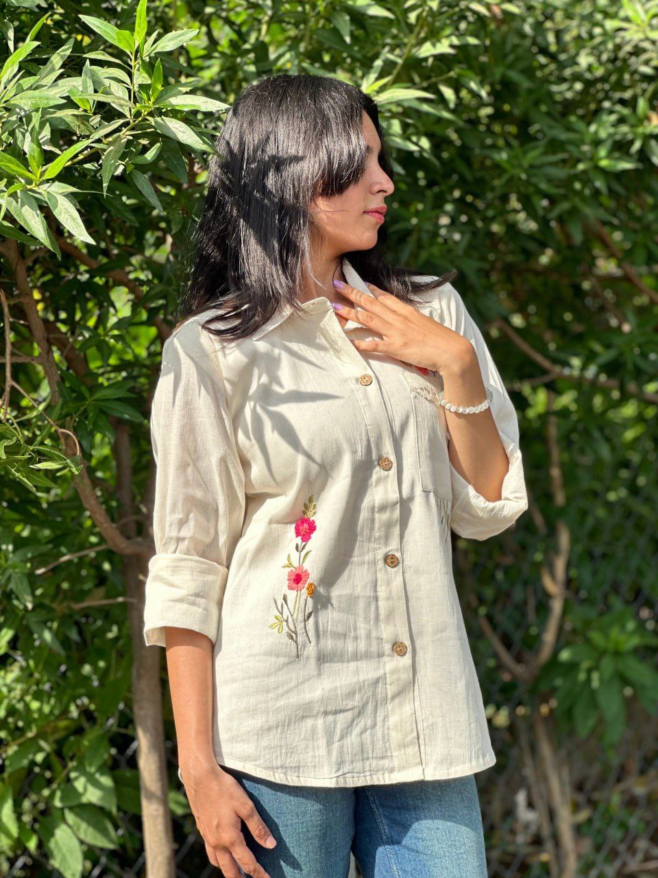 Embroidered Khadi Cotton Summer Top