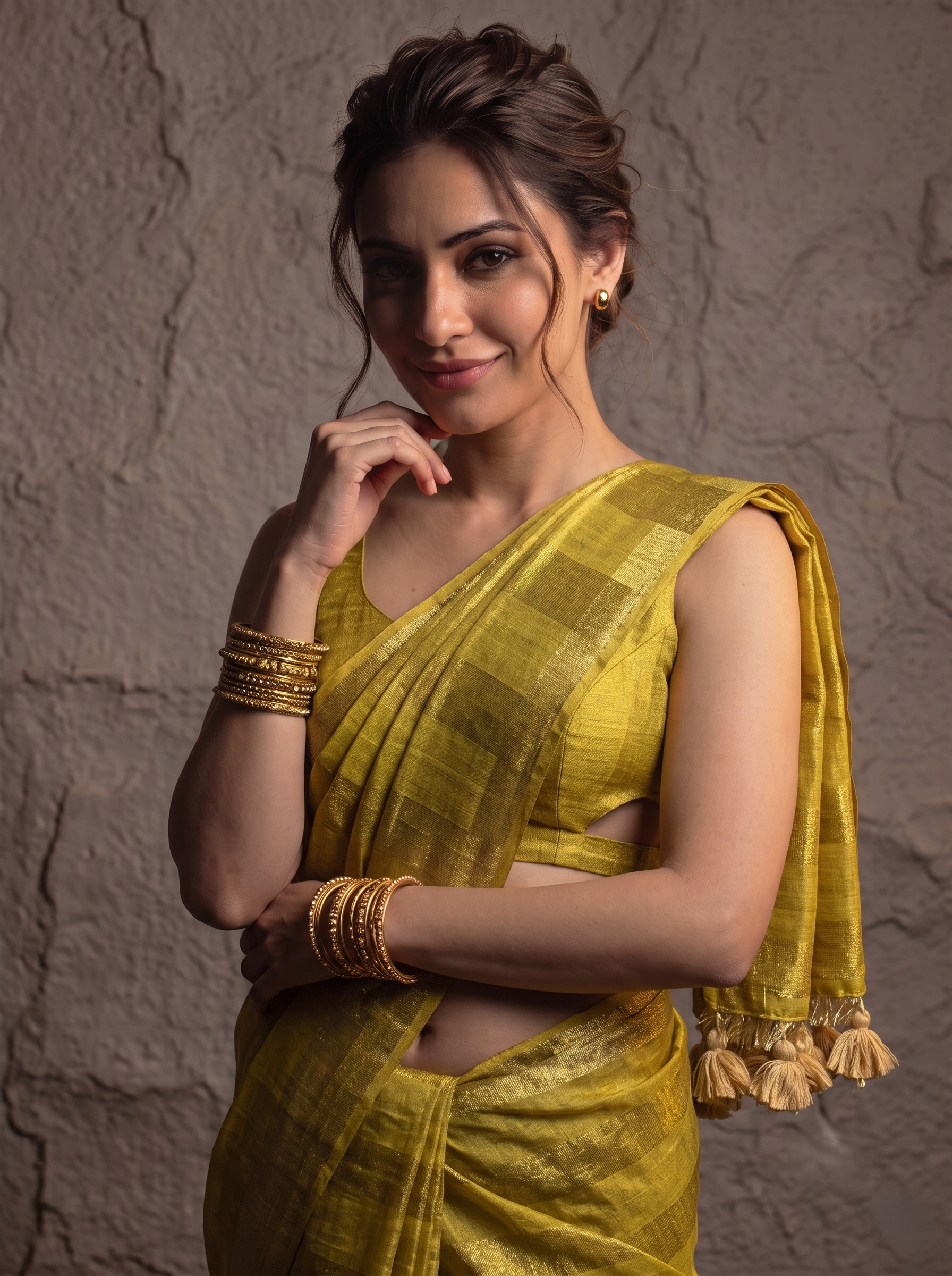 Pastel Checks Charm Linen Tissue Saree