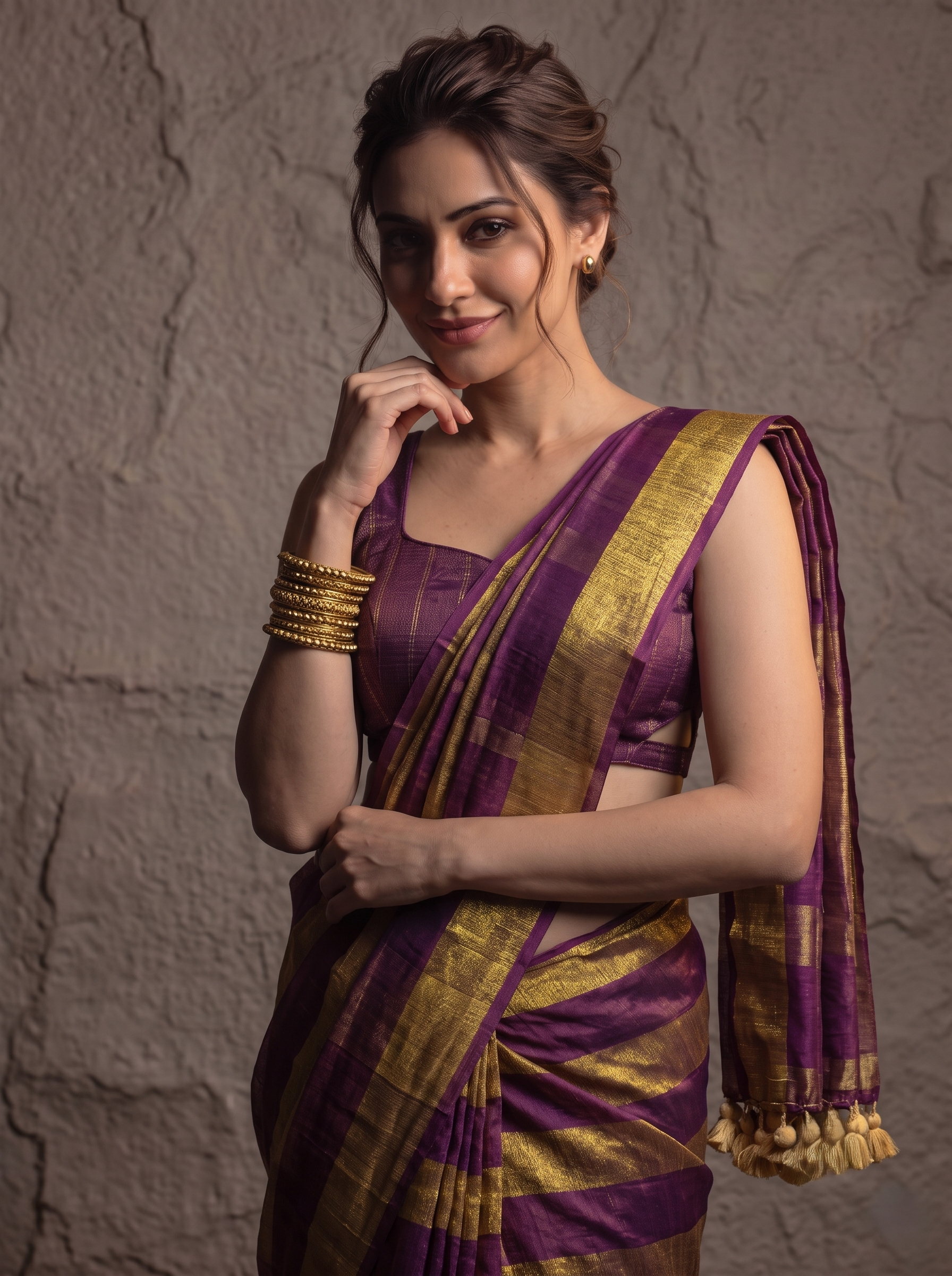 Pastel Checks Charm Linen Tissue Saree