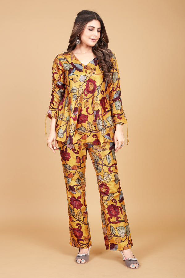 Yellow Kalamkari Cordset