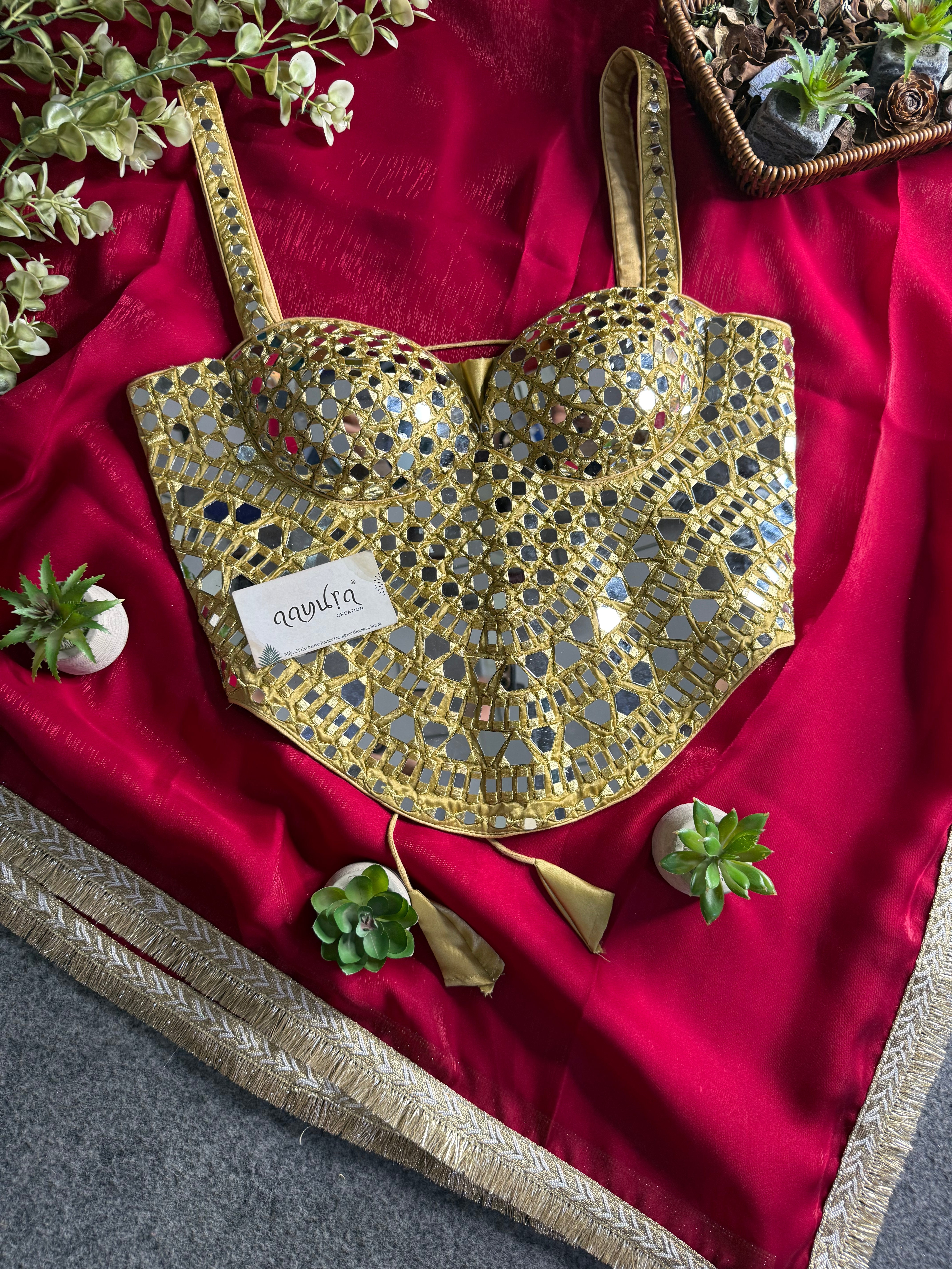 Luxe Bloom Burberry Satin Silk Saree Set