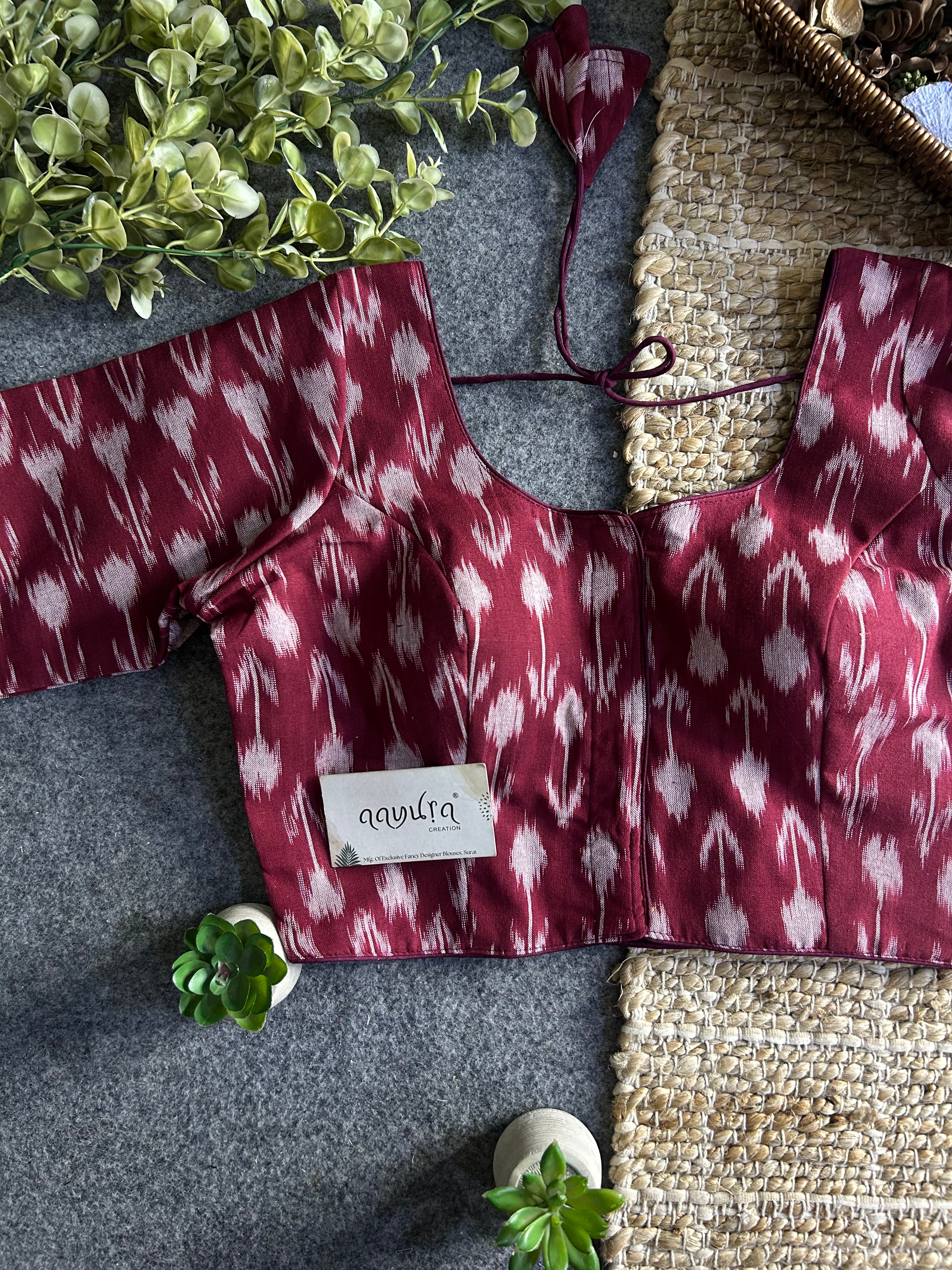 Classic Ikkath Designer Front-Open Blouse